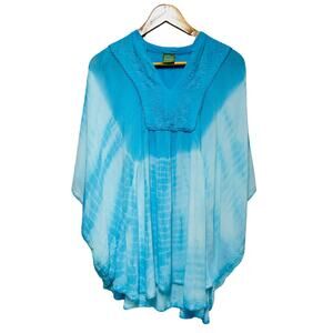 Urban Nomad Boho Top Blouse Tie Dye Blue‎ White Size large/ XLarge